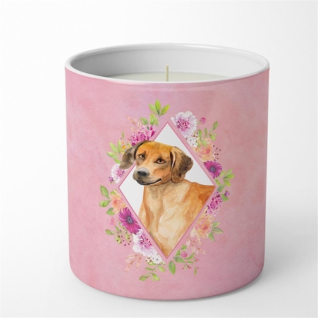 Carolines Treasures 10 oz Rhodesian Ridgeback Pink Flowers Decorative Soy Candle CK4175CDL