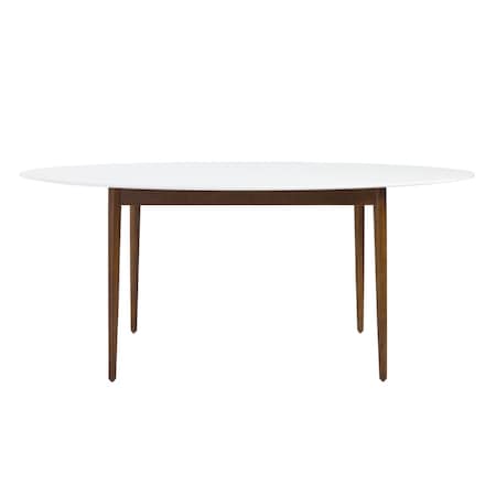 Homeroots 63" White And Brown Oval Dining Table 400751