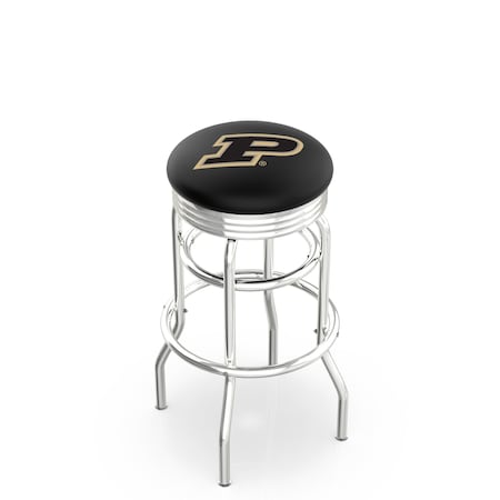 Holland Bar Stool Co 30" Chrome 2-Ring Pitt Swivel Bar Stool, Accent Ring L7C3C25Purdue