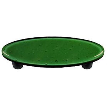 Palacedesigns Dark Forest Green Oval Glass Cabinet Pull - Black Post PA883570