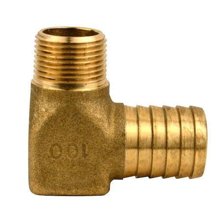 Water Source Heavy-Duty Hydrant Pipe Elbow, 3/4 x 1 in, MNPT x Barb, Brass HE7501NL
