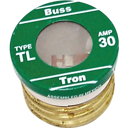 Eaton Bussmann Plug Fuse, TL Series, Time-Delay, 30A, 125V AC, Indicating, 10kA at 125V AC BP/TL-30
