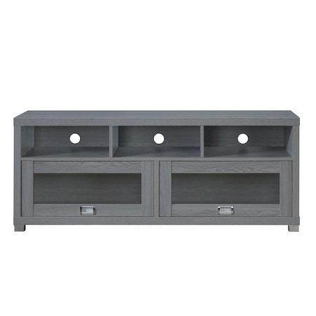 Homeroots 57in Gray Wood Enclosed and Open Storage TV Stand 724157