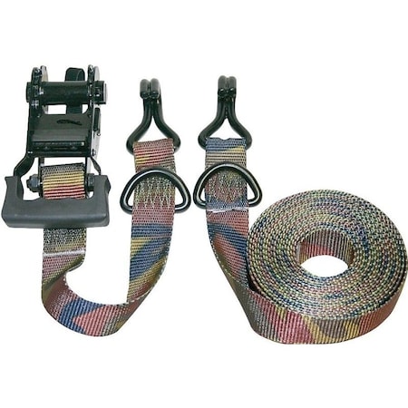 Keeper Tie-Down, 1-1/4 in W, 16 ft L, Camouflage, 1000 lb, J-Hook End Fitting 03548