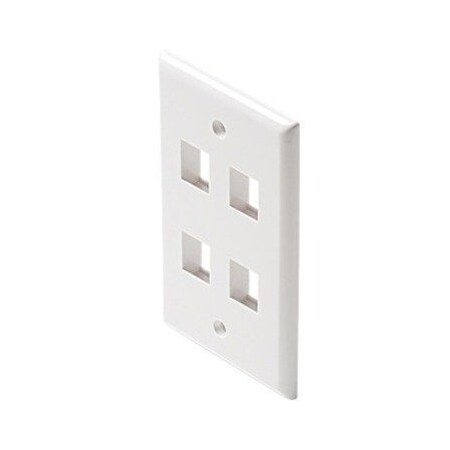 Steren Wall Plate White, Keystone, 4-Cavity 310-204WH
