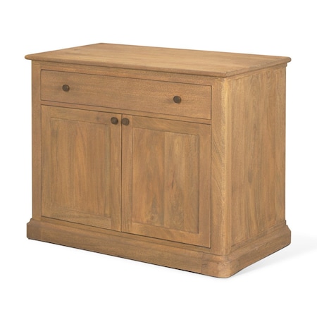 Homeroots 19in Brown Solid Wood Accent Cabinet With Two Doors And One Drawer 727717