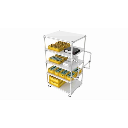 Trilogiq 5-Level Warehouse Cart With Vertical Handlebars. 49B-4