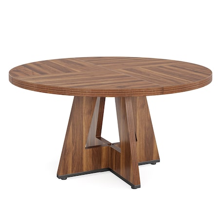 Homeroots 47" Brown Solid Wood Pedestal Base Round Top Dining Table 635744
