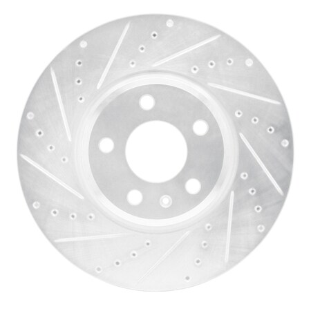 Dynamic Friction Co DFC Brake Rotor - Drilled and Slotted - Silver 631-73057L
