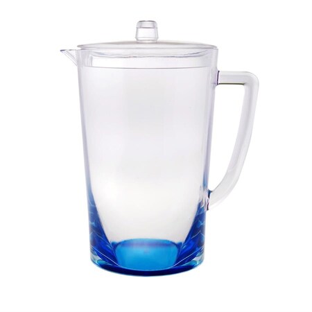Homeroots 2.75 Quart Clear and Blue Acrylic Pitcher 523325