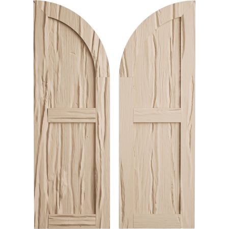 Ekena Millwork Riverwood 2 Equal Flat Panel w/Quarter Round Arch Top Faux Wood Shutters, 15W x 78H, 63 Low Side, PR SHUFPQ15X78RWPR
