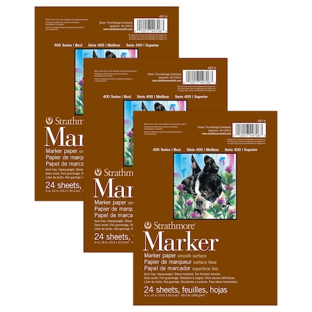 Strathmore 400 Series Marker Pad, Glue Binding, 24 Sheet, 6x8 inch, 3PK P497-6-06