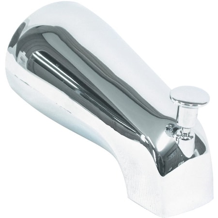 Us Hardware Bathtub Spout with Diverter, 1/2 in Connection, NPT, Plastic, Chrome Plated P-526C