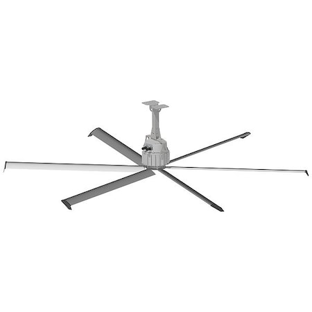 Skyblade Comercial Ceiling Fan, 8 ft Blade Dia, 4 Blades, Variable Speeds, 230V AC, Silver GPROP-0824-623-1