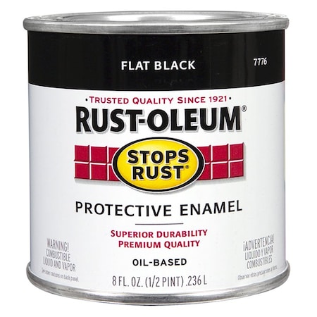 Stops Rust 1/2 Pt Rust-Oleum Brands Black Protective Enamel, Flat 7776730