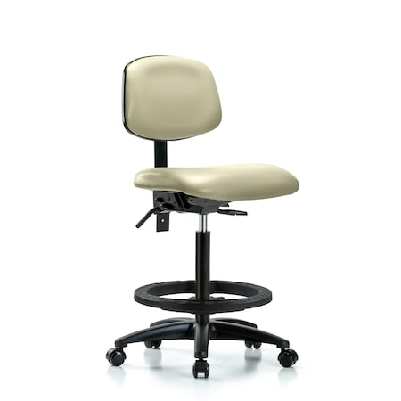 Blue Ridge Ergonomics Chair, Fab, Hi Bench, RT Tilt Casters, Bur, No Arms, 26" to 35" Height, Adobe White BR-VHBCH-RG-T0-A0-BF-RC-8501