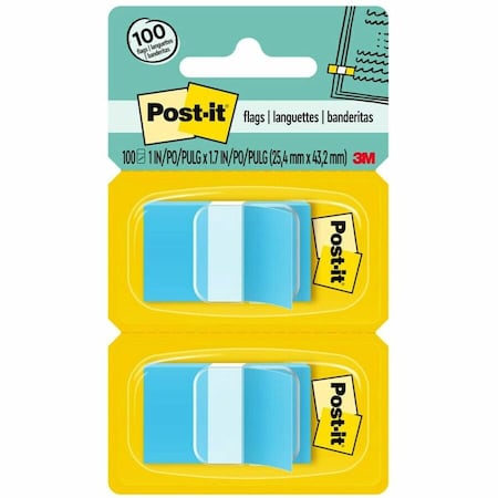 3M Post-it Flags, 1" Wide, Blue, 50 Flags/Dispenser, 2 Dispensers/Pack 680BE2