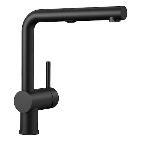Blanco Linus Low Arc Pull-Out Dual-Spray Kitchen Faucet - Coal Black 526374