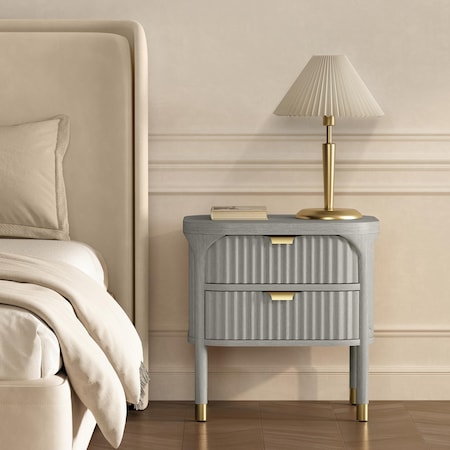 Manhattan Comfort Park 24in Nightstand in Gray (2-Drawer) NS1525-2