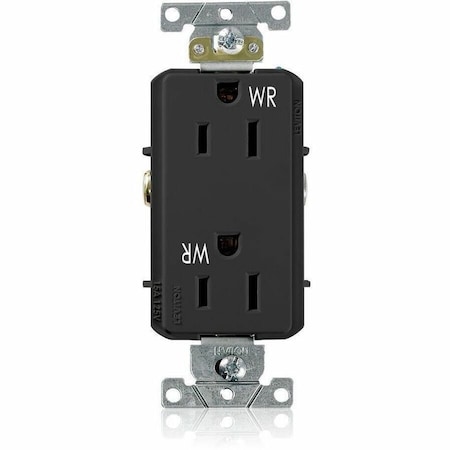 Leviton Plugs&Rcptcls, 15A, 125VAC, Blk, PBT, PK1 WDR15-E