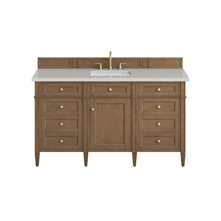 James Martin Vanities Brittany 60" Single Vanity, Pecan w/ 3 CM Lime Delight Silestone Top 655-V60S-PCN-3LDL