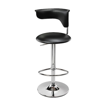 Homeroots Black and Silver Faux Leather and Metal Low Back Adjustable Height Bar Chair 555039