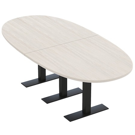 Skutchi Designs 8ft Conference Table With Power Unit | 8 Person Modular Boval Meeting Table | Harmony Series HAR-BOVL-48X96-T.BK-K458-NA