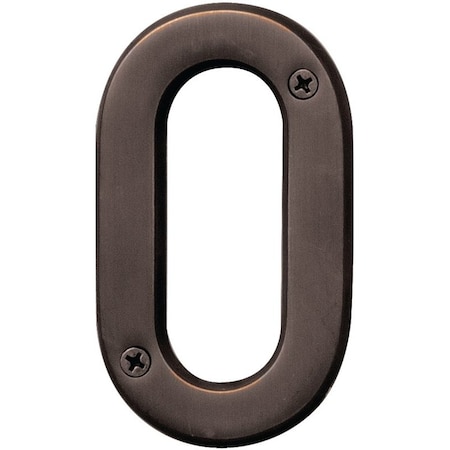 Hy-Ko Prestige Series House Number, Character: 0, 4 in H Character, Bronze Character, Solid Brass BR-42OWB/0