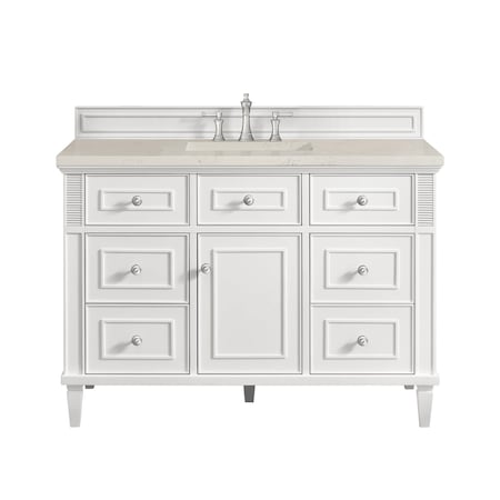 James Martin Vanities Lorelai 48" Single Vanity, Bright White, w/ 3 CM Siberian Silestone Top 424-V48-BW-3SFR