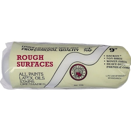 Linzer Paint Roller Cover, 3/4 in Thick Nap, 9 in L, Woven Fabric Cover, White RC108-9