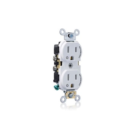 Leviton Duplex Receptacle Outlet, 15A, White, 125V CR015-2PW