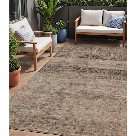 Homeroots 5' X 8' Brown And Taupe Medallion Washable Indoor Outdoor Area Rug 616107