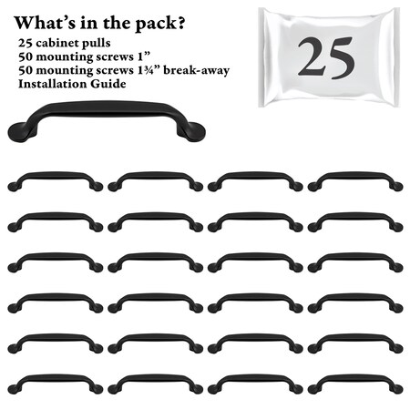 Designperfect 3 3/4'' Center-to-Center Bar Pull, 25PK DPA25S713BLK