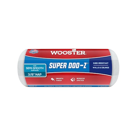 Wooster 7 in Paint Roller Cover, 3/8" Nap, Fabric R205-7