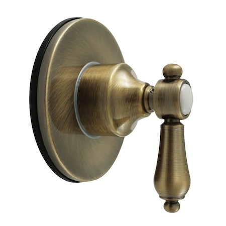Kingston Brass Single-Handle Six-Way Diverter Valve with Round Trim Kit, Antique Brass KS4033BAL