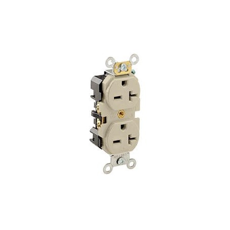 Leviton Duplex Straight Blade Receptacle, 6-20R, 20 A, 250V AC, 2 Pole, 3 Wire, Flush Mount, Grounded 5462-I