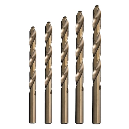 Drill America 1/4" - 1/2" Cobalt Heavy Duty Jobber Length Drill Bit Set, Drill Bit Finish: Gold POUD/ACOJ