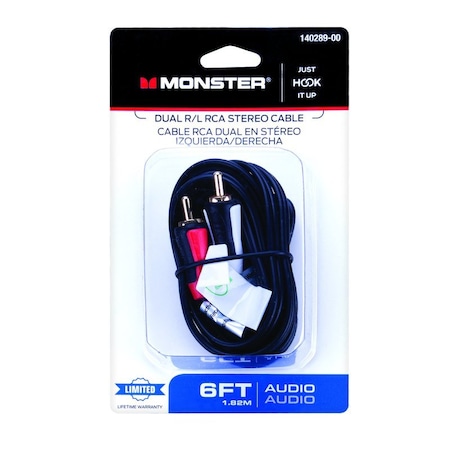 Monster Cable Just Hook It Up 6 ft. L Dual R/L RCA Stereo Cable RCA 140289-00