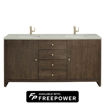 James Martin Vanities Gracyn 72 in. Double Vanity, Sable, w/ 3 CM Victorian Silver Silestone Top D125-V72-SBL-FVSL