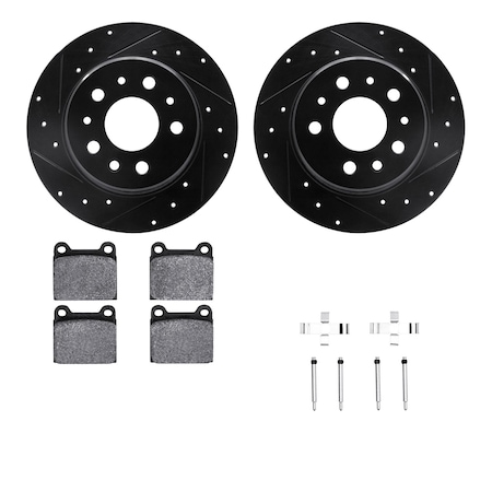 Dynamic Friction Co DFC Rotors-Drilled & Slotted-Black w/ 5000 Advanced Brake Pads Incl Hdw 8512-63010