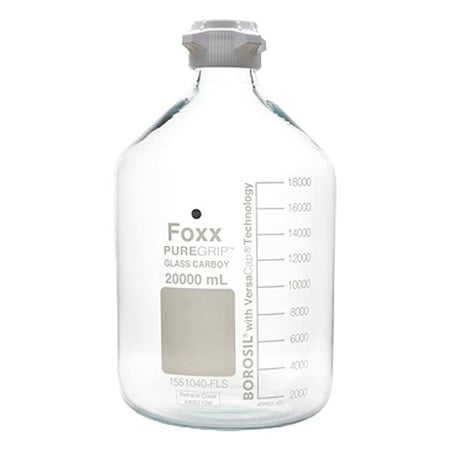 Zoro Select Carboy, Glass, 502.41 mm H, Colorless 48R-D800-FLS