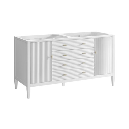 James Martin Vanities Vanity, without top, Bright White, 59.88 in W x 23.5 in D, 485-V60D-M-BW