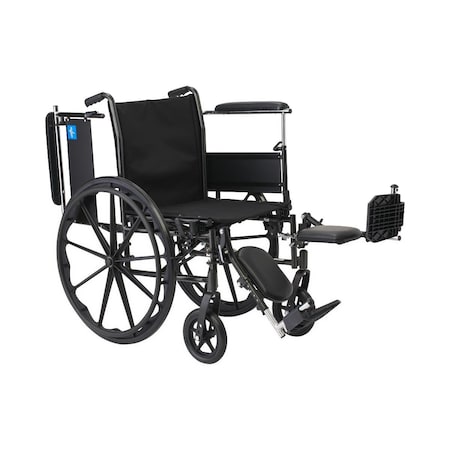 Medline K3 Guardian 20in Wide Wheelchair with Height-Adjustable Full-Length Arms and Elevating Leg Rests K3206N44E