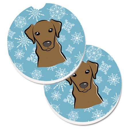 Carolines Treasures Snowflake Chocolate Labrador Set of 2 Cup Holder Car Coaster BB1668CARC