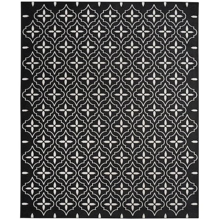 Homeroots 5' X 7' Black And Ivory Geometric Indoor Outdoor Area Rug 572642