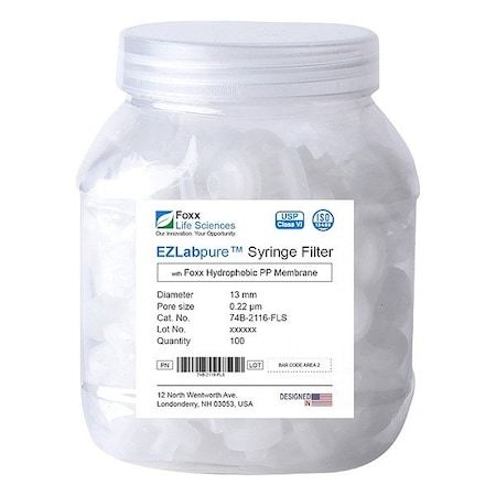 Foxx Life Sciences Syringe Filters, PK100 74B-2116-FLS