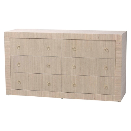 Bali & Pari Sage Natural Grasscloth Dresser, 6-Drawer 266-14553-ZORO