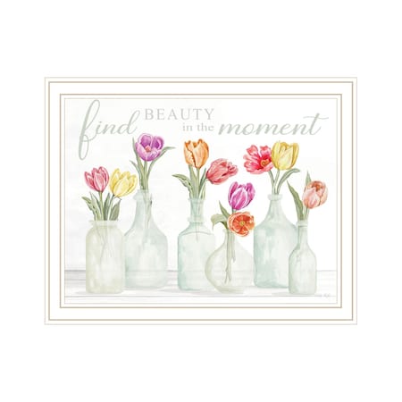 Homeroots FIND BEAUTY IN THE MOMENT White Framed Print Wall Art 529722