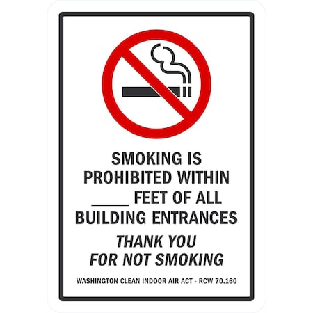 Lyle Smoking Is Prohibited Within (Write-On) Feet Of All, 12x18, Non-Reflective, White G-4899-NA_12x18