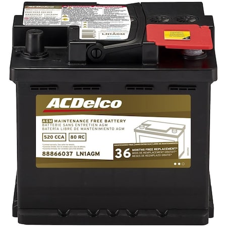 Acdelco BATTERY ASM . CCA 520)(TOP, Vehicle Battery,  LN1AGM